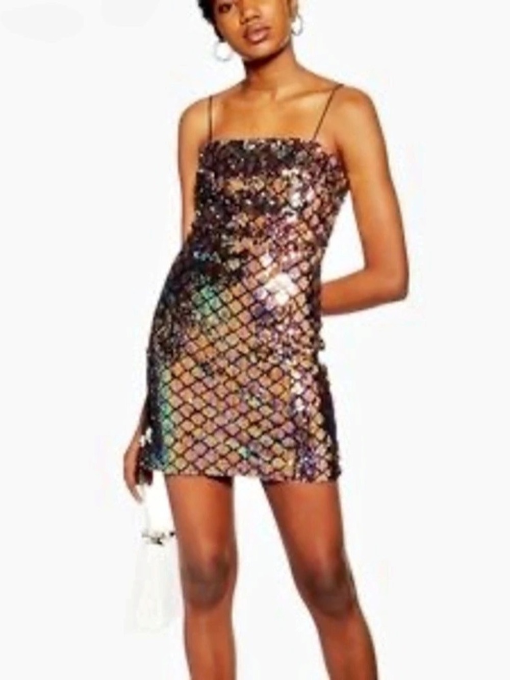 Topshop Sequin Mini Dress in Black & Multicolor US 8 NWT